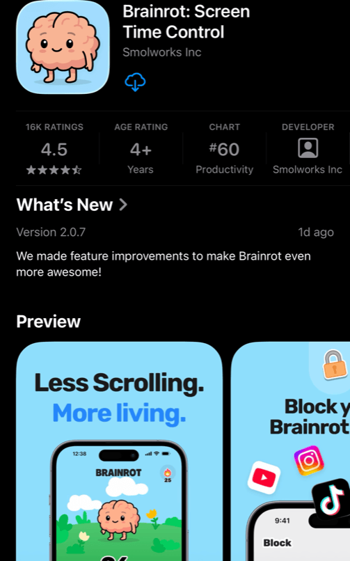 Brainrot App Store listing